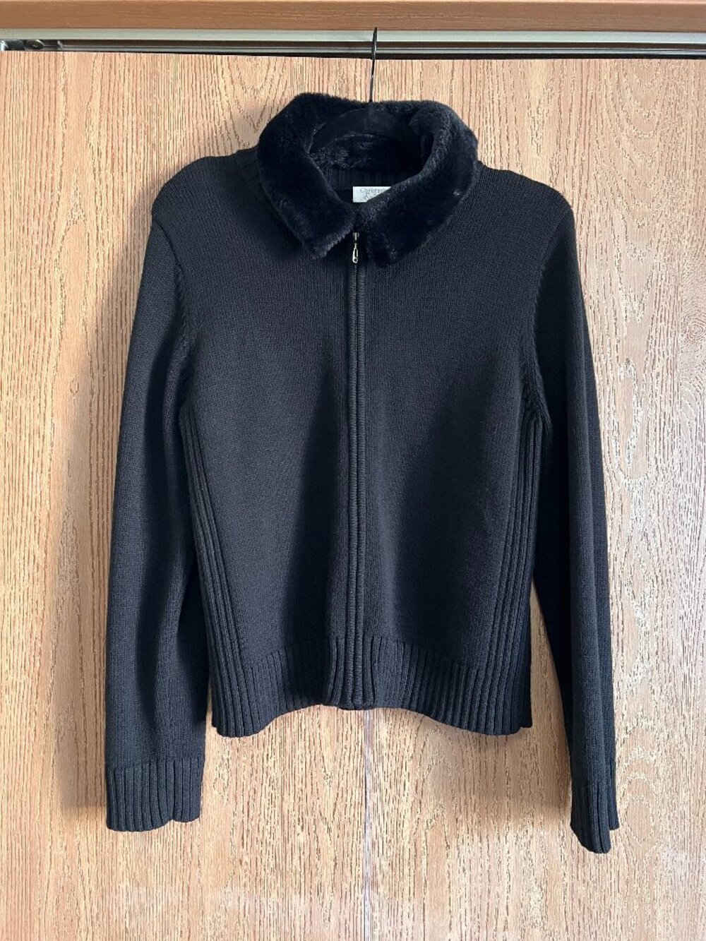 Y2K Christopher & Banks Faux Fur Collar Knit Cardigan